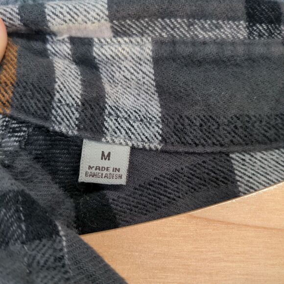 Jachs Mens Button-Up Shirt Gray Plaid Medium Long Sleeve Chest Flap Pockets - Picture 9 of 13